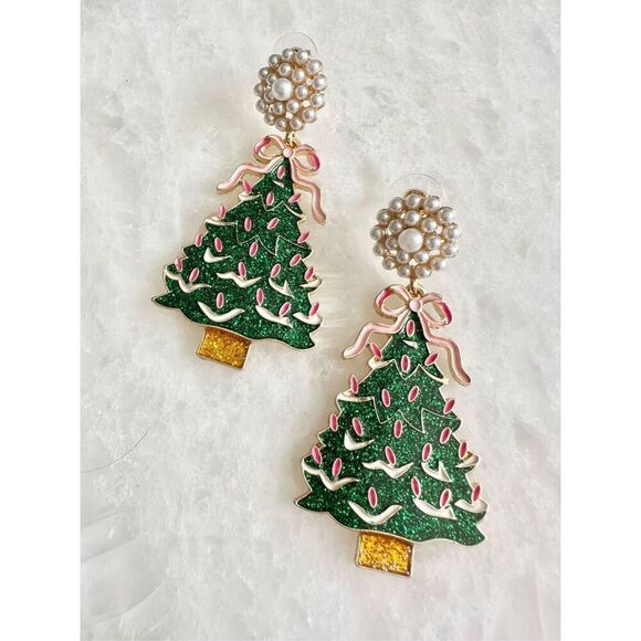 Green and pink sparkle Christmas tree with pearl and Dow details - Picture 2 of 2
